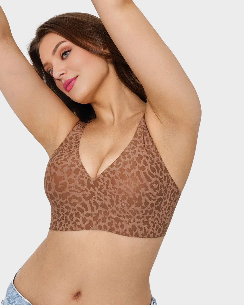 Soutien Decote em V Sem Aros Estilo Leopardo