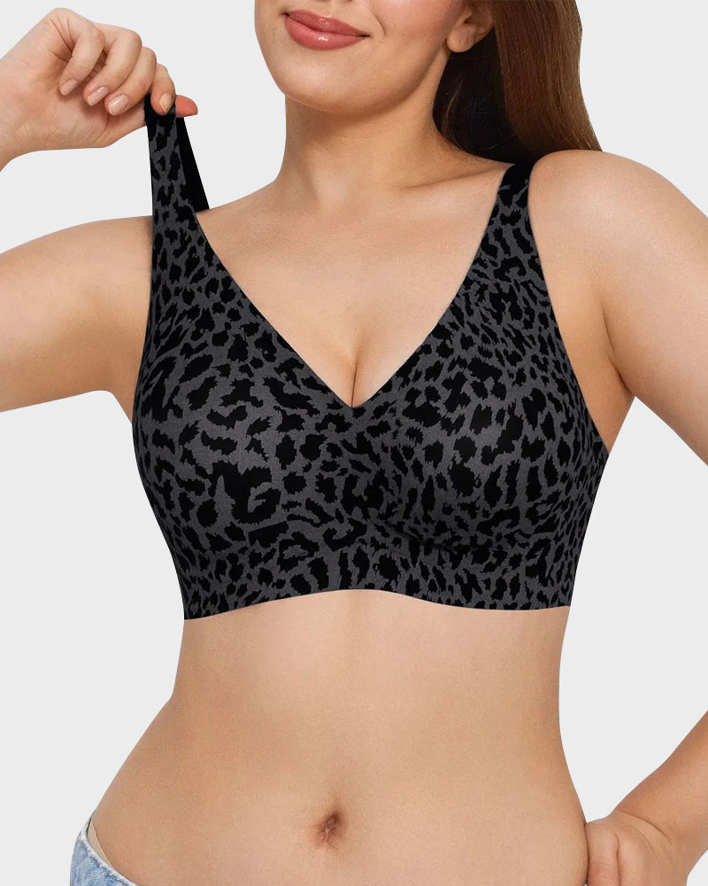 Soutien Decote em V Sem Aros Estilo Leopardo