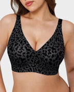 Soutien Decote em V Sem Aros Estilo Leopardo