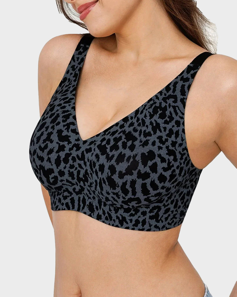Soutien Decote em V Sem Aros Estilo Leopardo