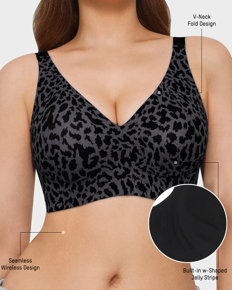 Soutien Decote em V Sem Aros Estilo Leopardo