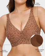 Soutien Decote em V Sem Aros Estilo Leopardo