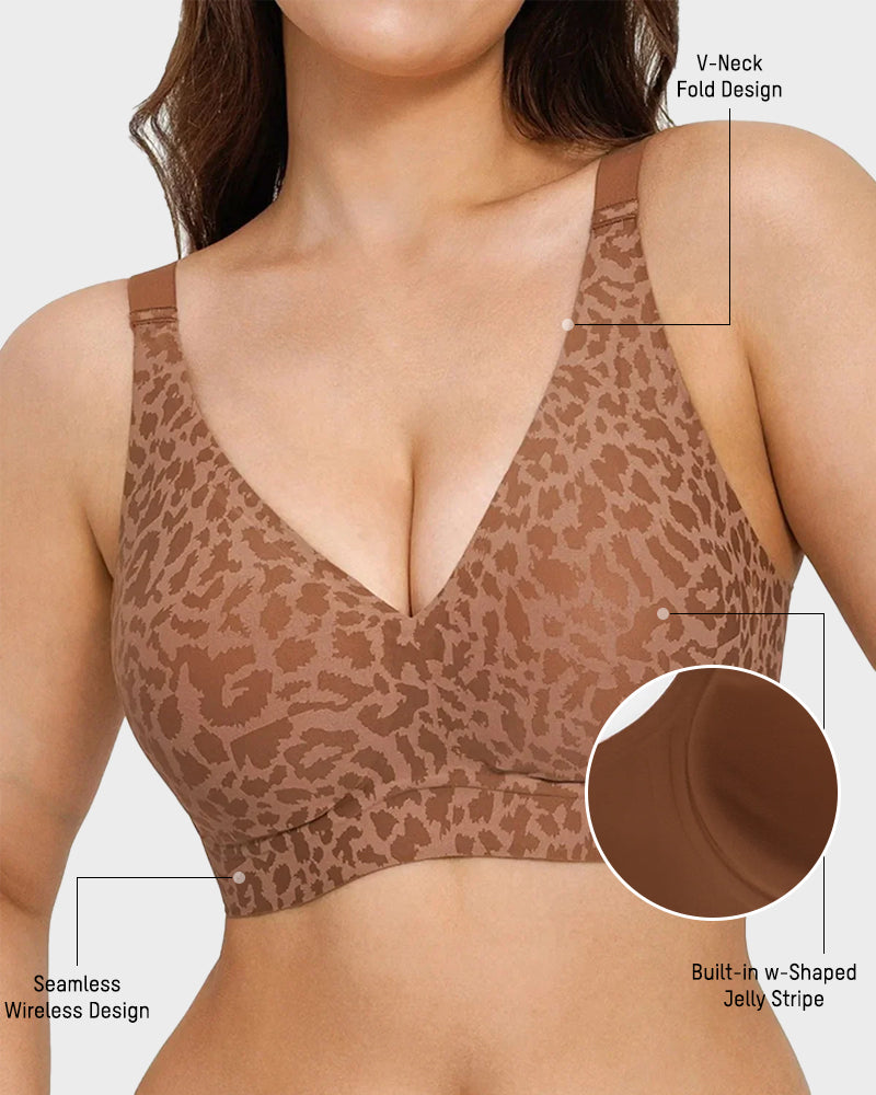 Soutien Decote em V Sem Aros Estilo Leopardo