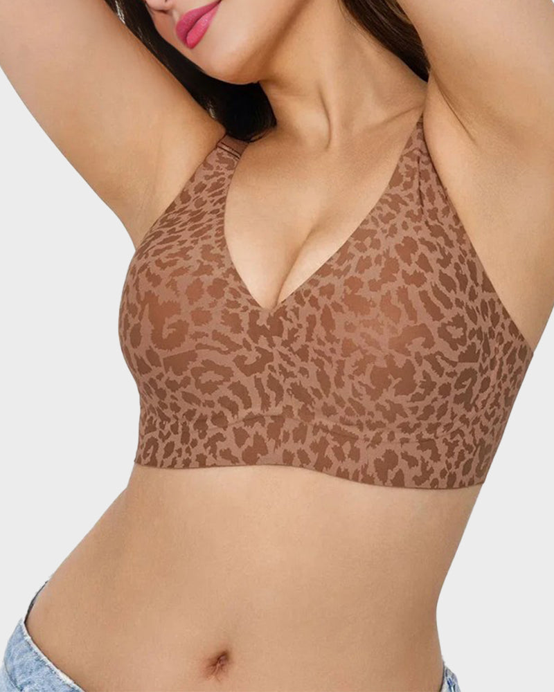 Soutien Decote em V Sem Aros Estilo Leopardo