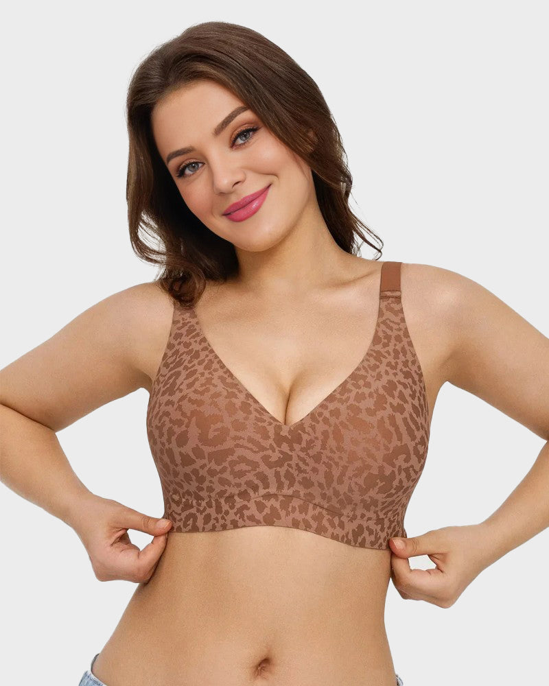 Soutien Decote em V Sem Aros Estilo Leopardo