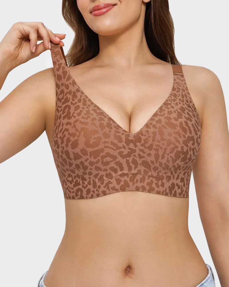 Soutien Decote em V Sem Aros Estilo Leopardo