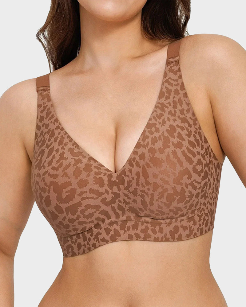 Soutien Decote em V Sem Aros Estilo Leopardo